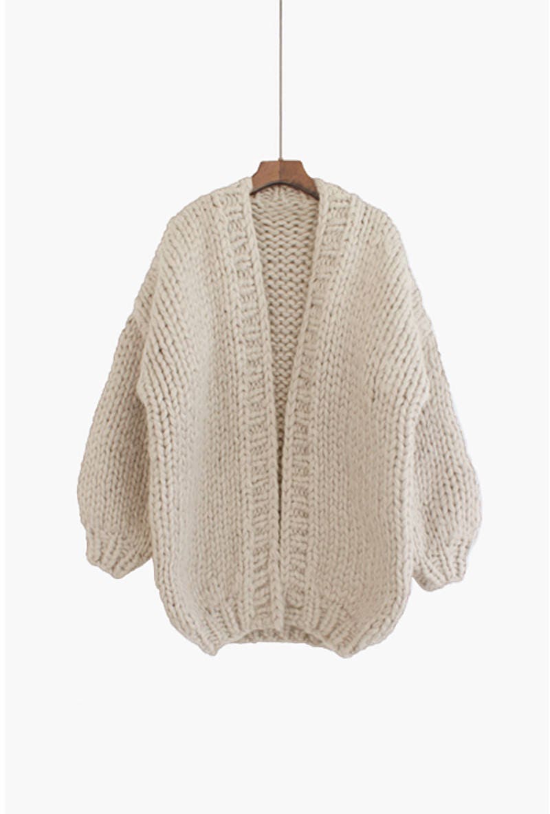 Wynn Black Wool Chunky Cardigan — view 2