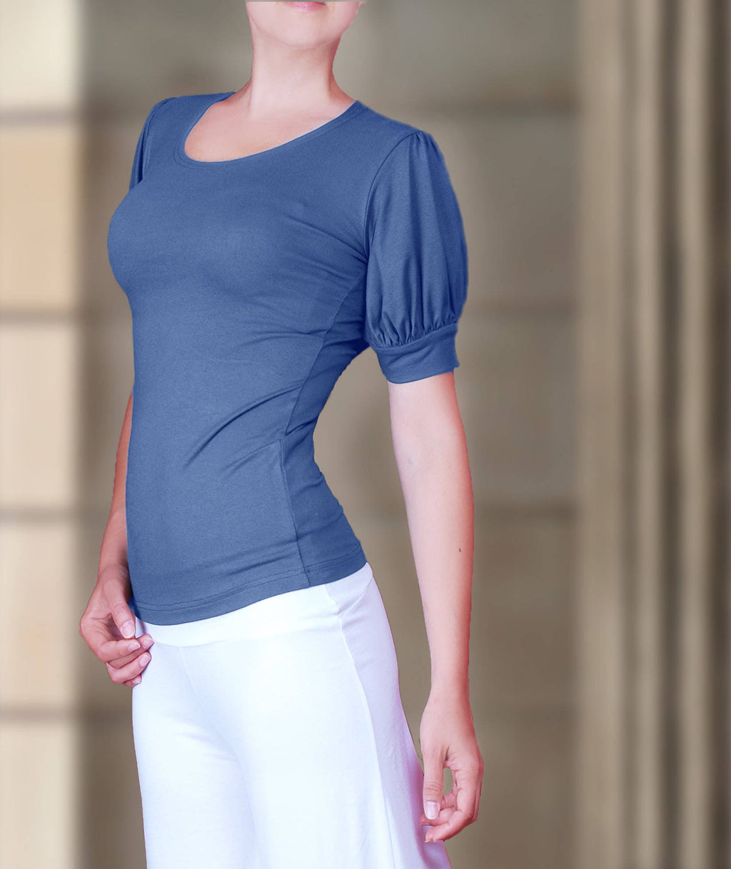 Alma Purple Knit Puff-Sleeve Top — view 2