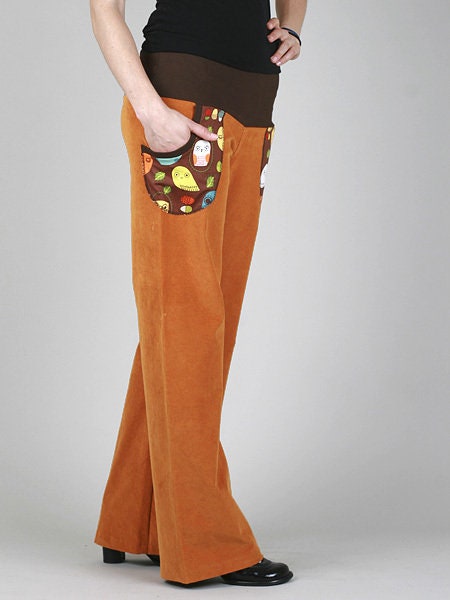 Halle Orange Cotton Corduroy Pants — view 2