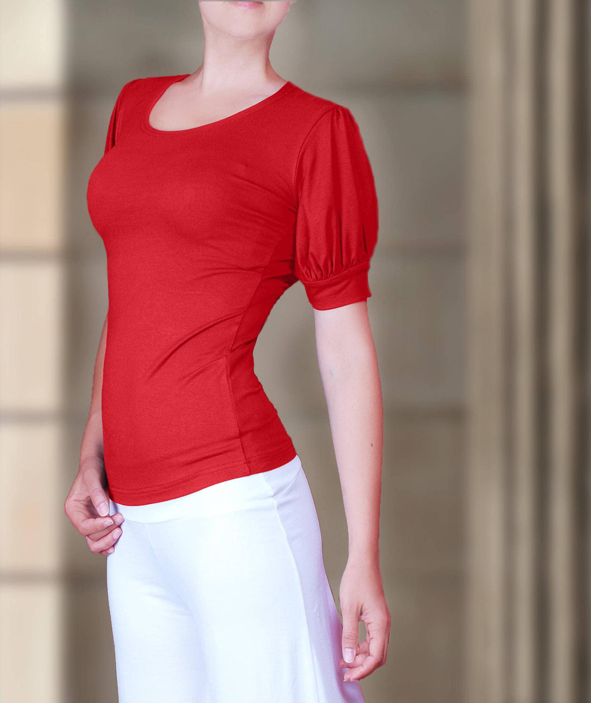 Alma Purple Knit Puff-Sleeve Top — view 3