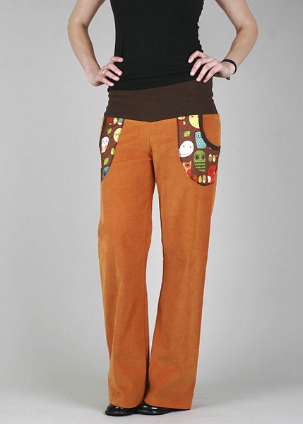 Halle Orange Cotton Corduroy Pants — view 3
