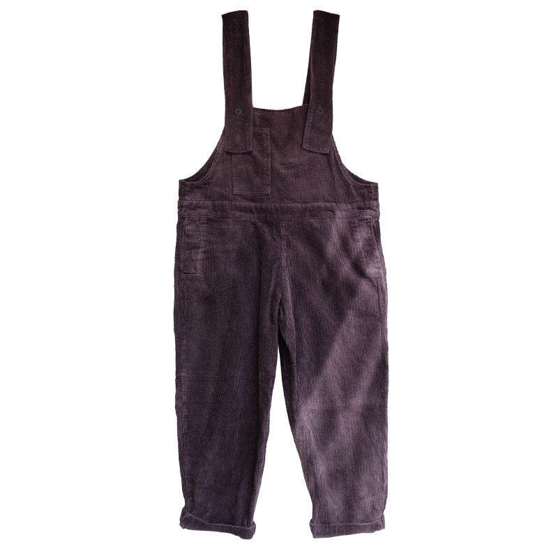 Zelda Black Corduroy Wide-Leg Overalls — view 5