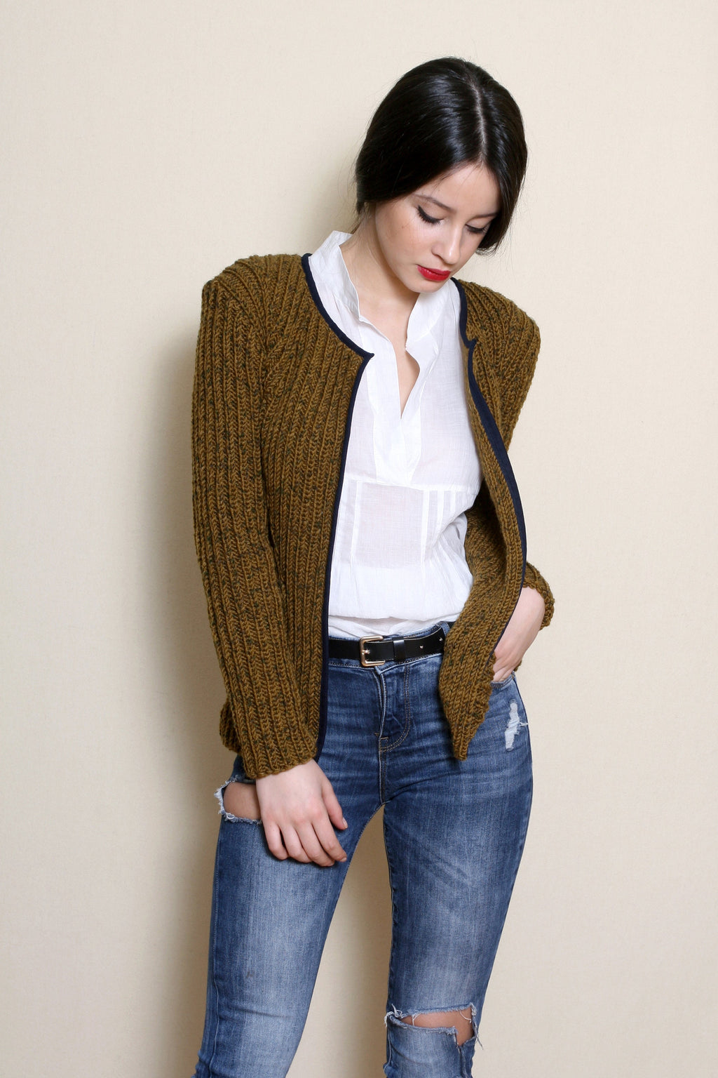 June Brown Wool Oversized Cardigan — view 4