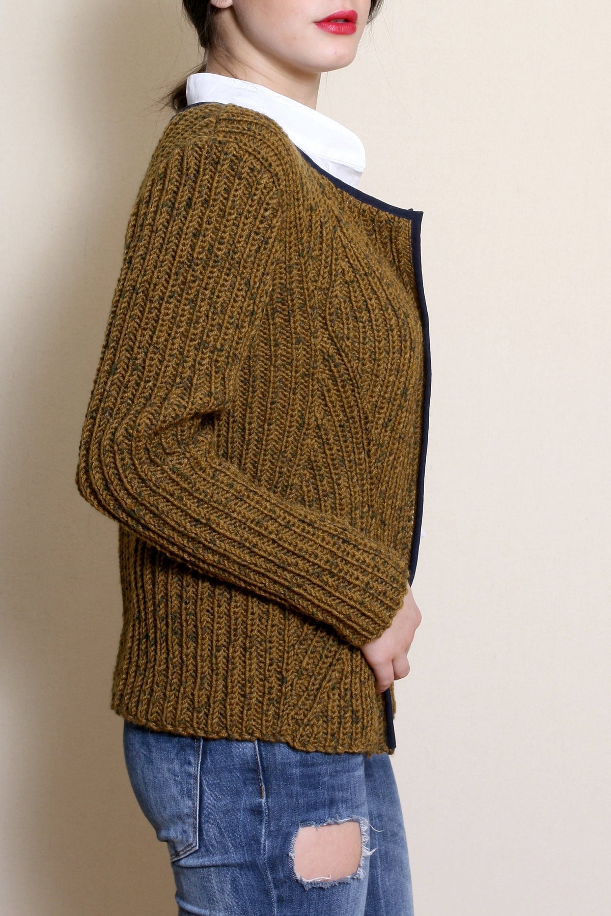 June Brown Wool Oversized Cardigan — Strouse's
