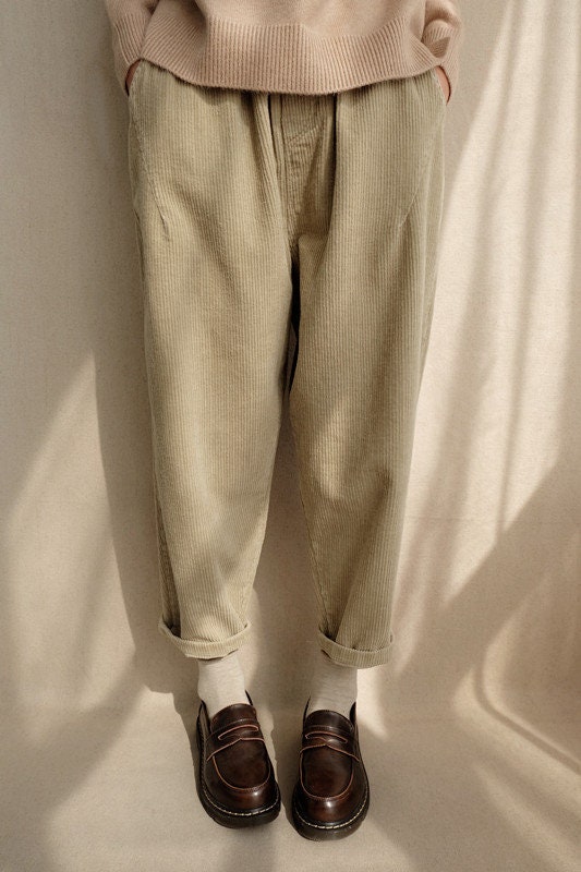 Mabel Khaki Cotton Corduroy Pants — view 3