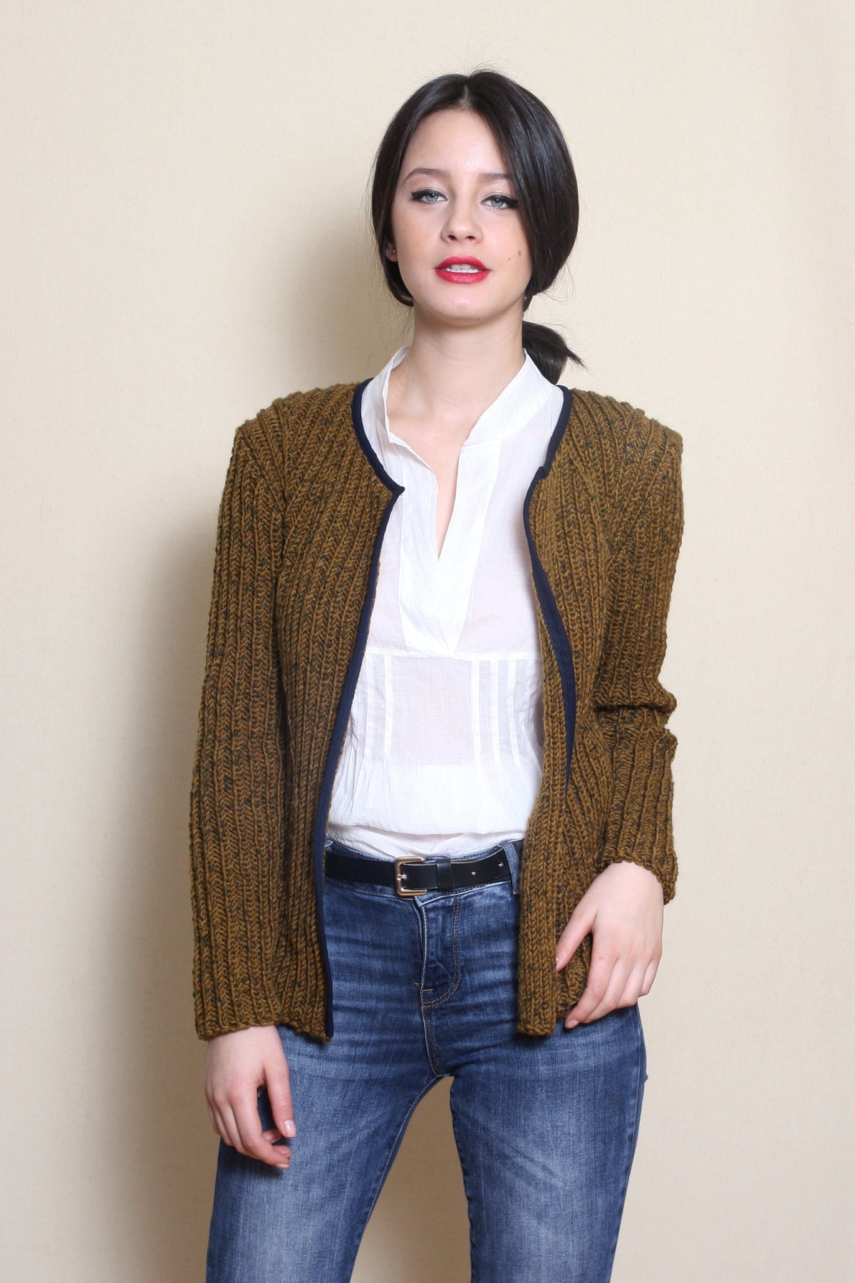 June Brown Wool Oversized Cardigan — view 2