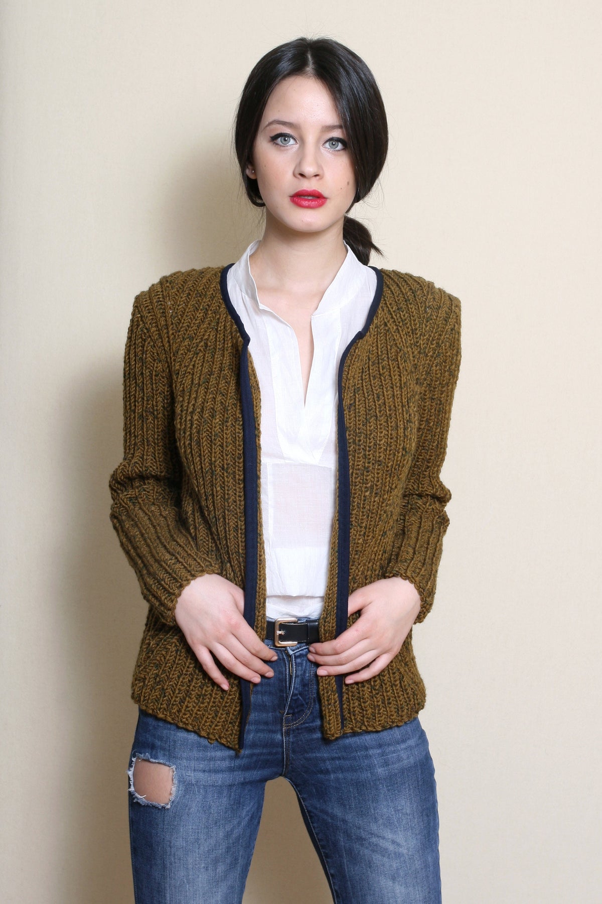 June Brown Wool Oversized Cardigan — view 3