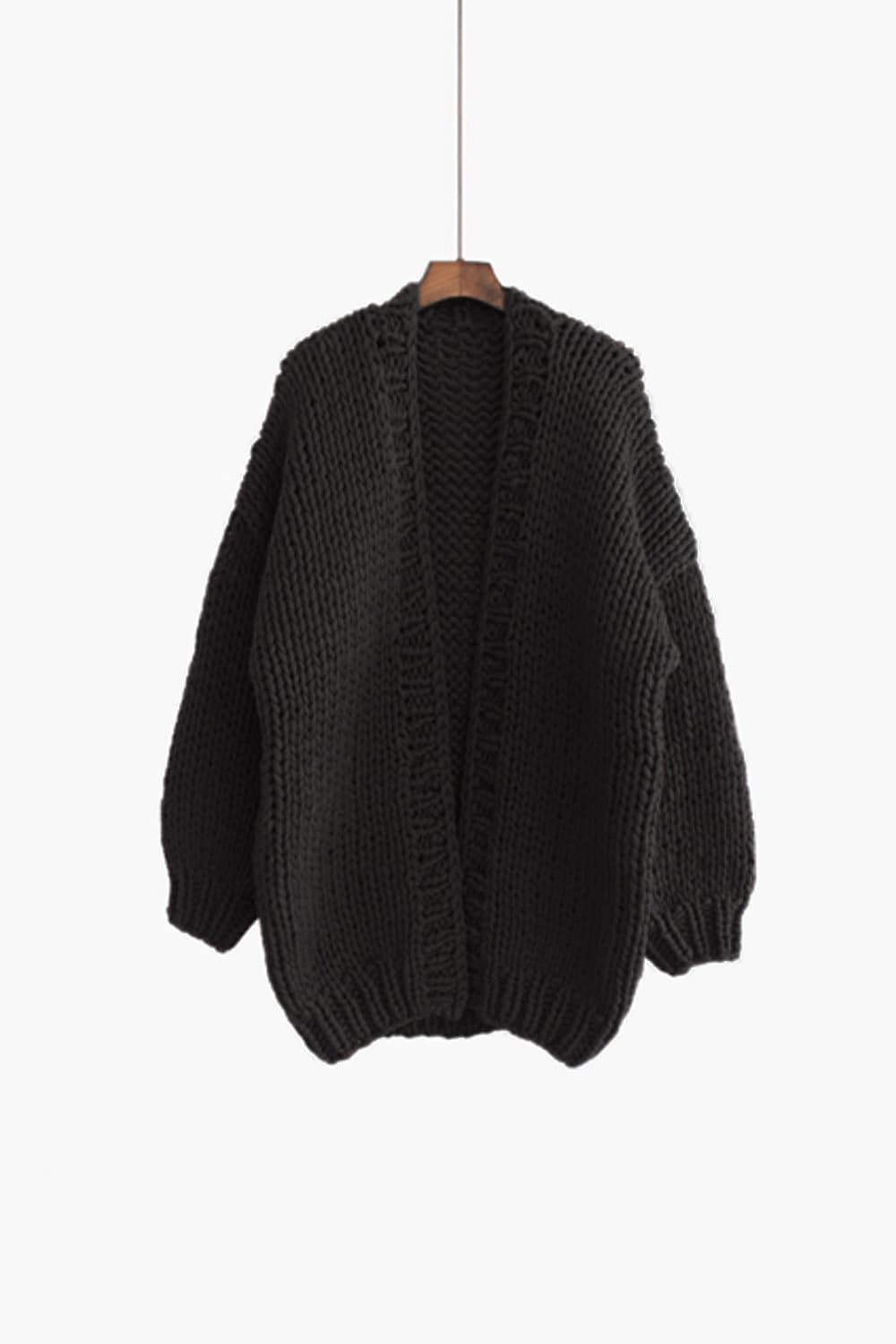 Wynn Black Wool Chunky Cardigan — Strouse's