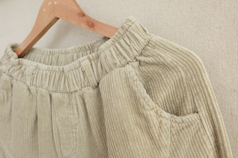 Mabel Khaki Cotton Corduroy Pants — view 5