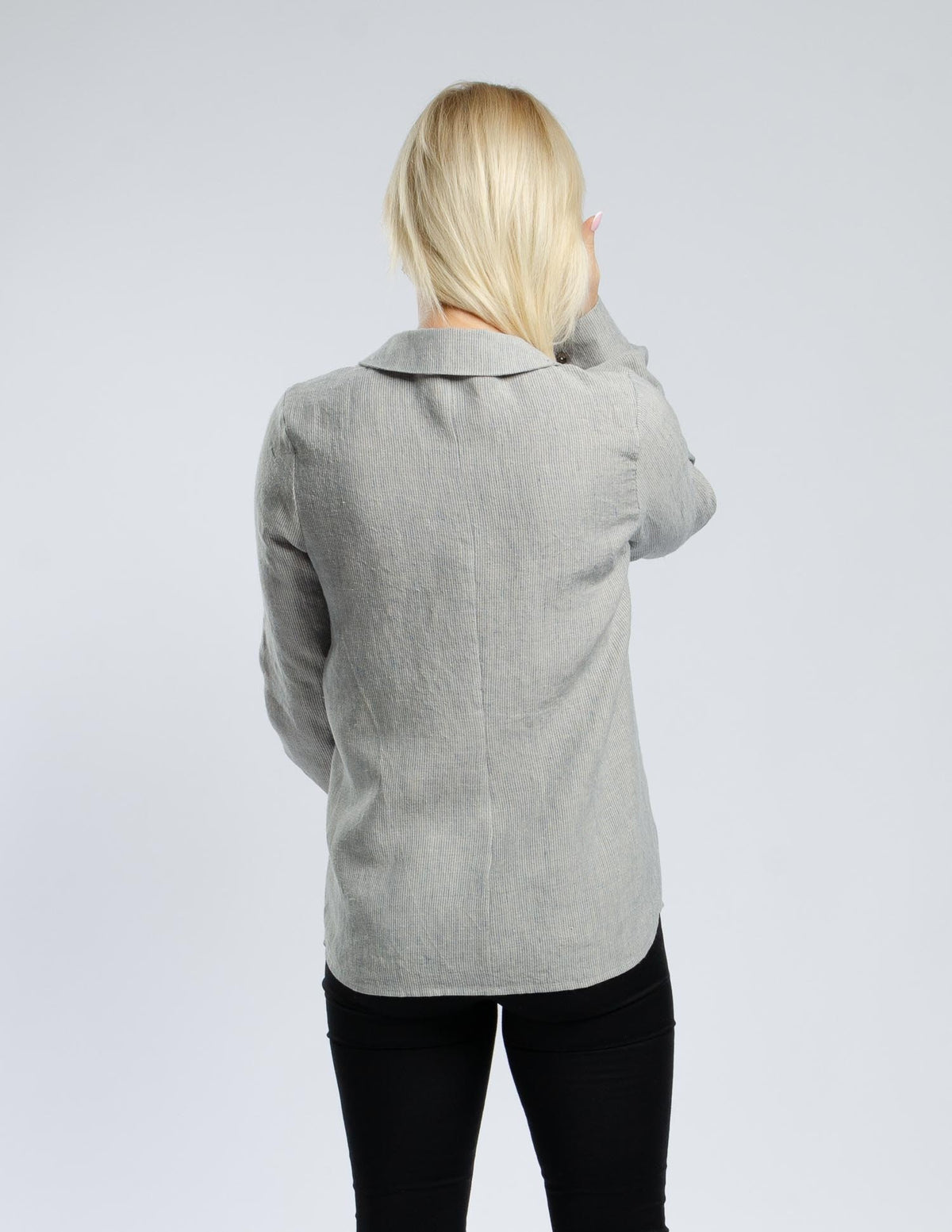 Bianca Striped Linen Button-Down Shirt — view 3