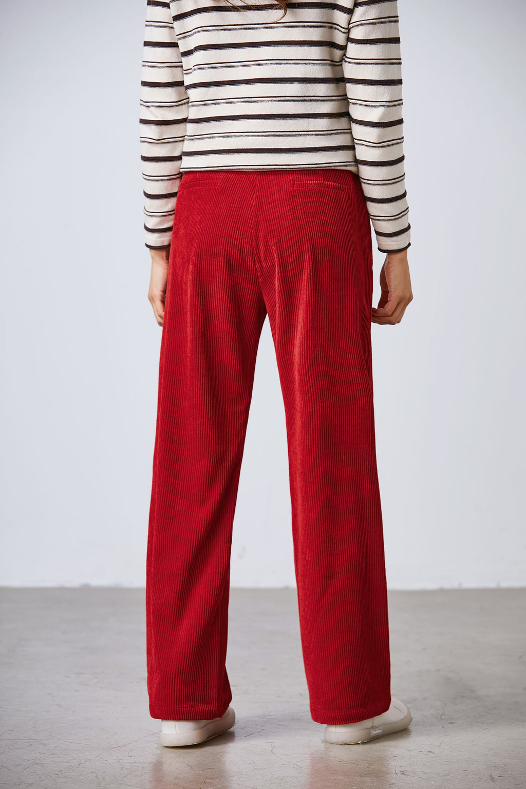 Leona Red Wide-Leg Corduroy Pants — view 4