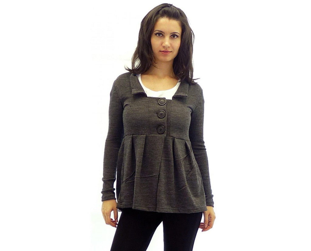 Etta Gray Wool Cardigan — view 2