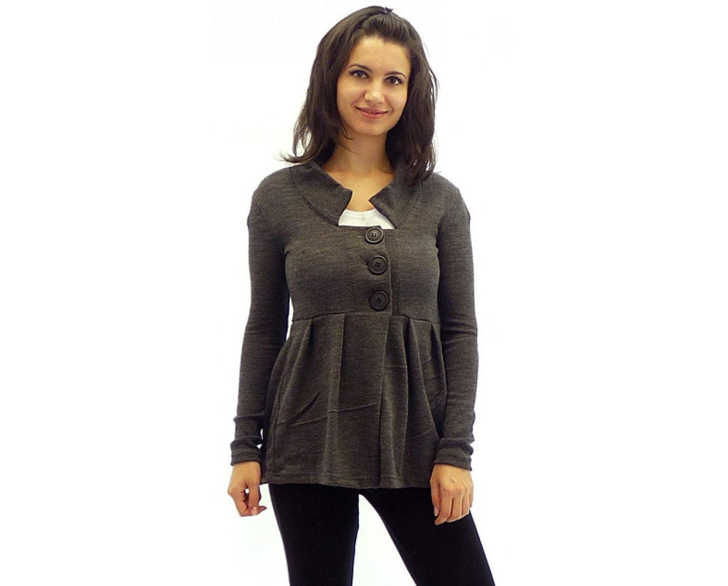 Etta Gray Wool Cardigan — Strouse's