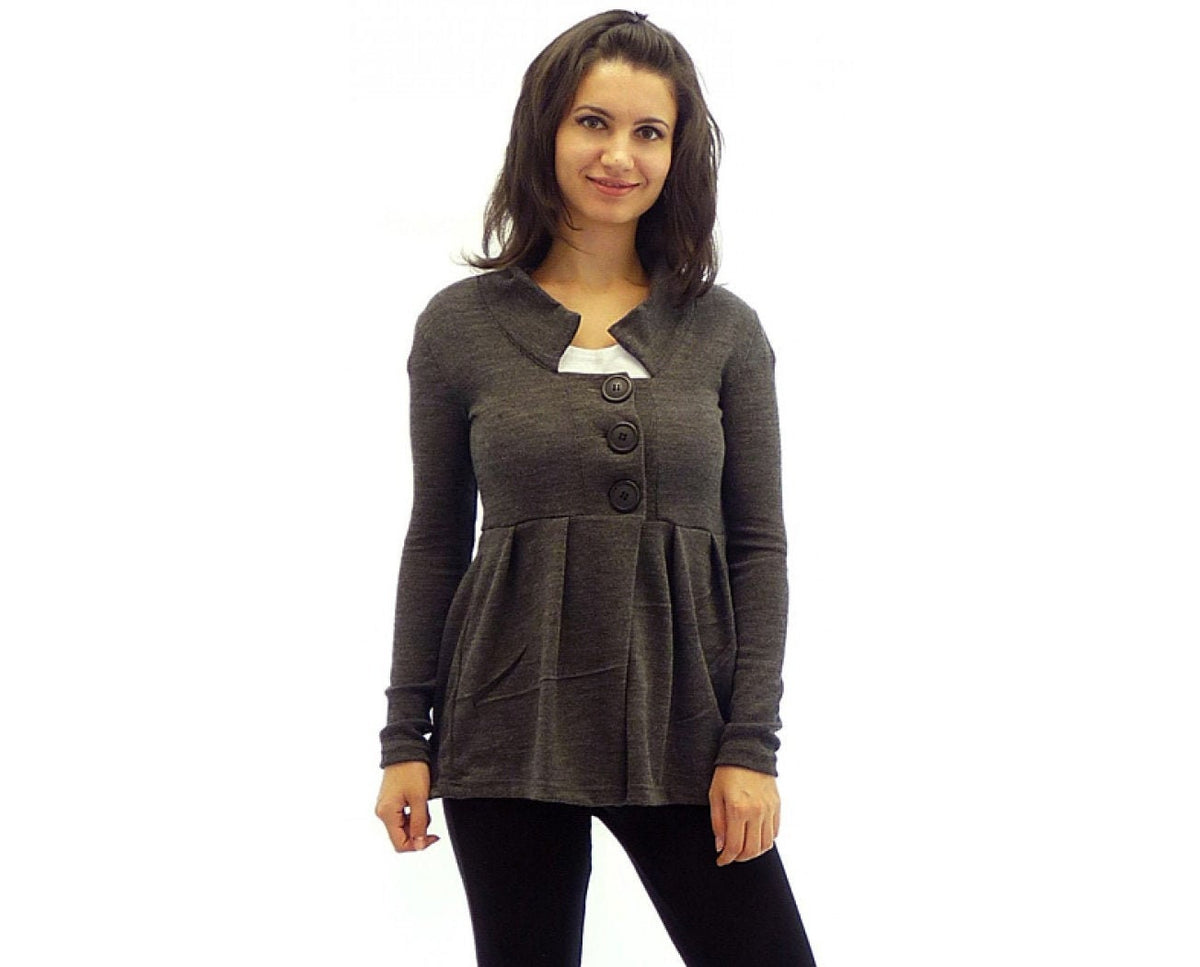 Etta Gray Wool Cardigan — Strouse's