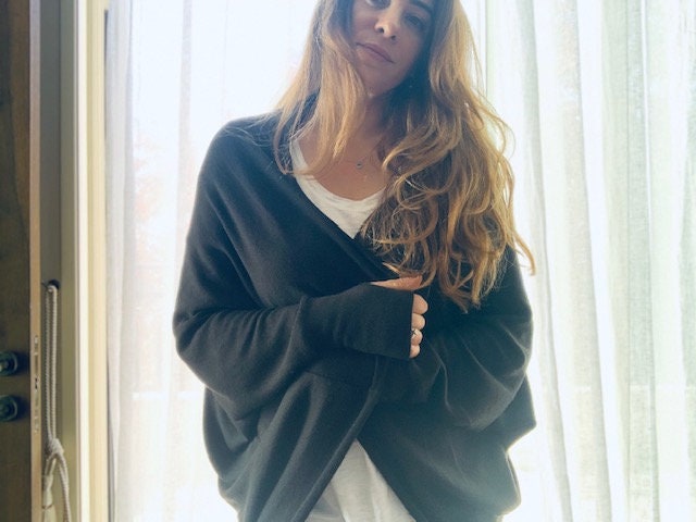 Fleur Black Wool Oversized Cardigan — view 5