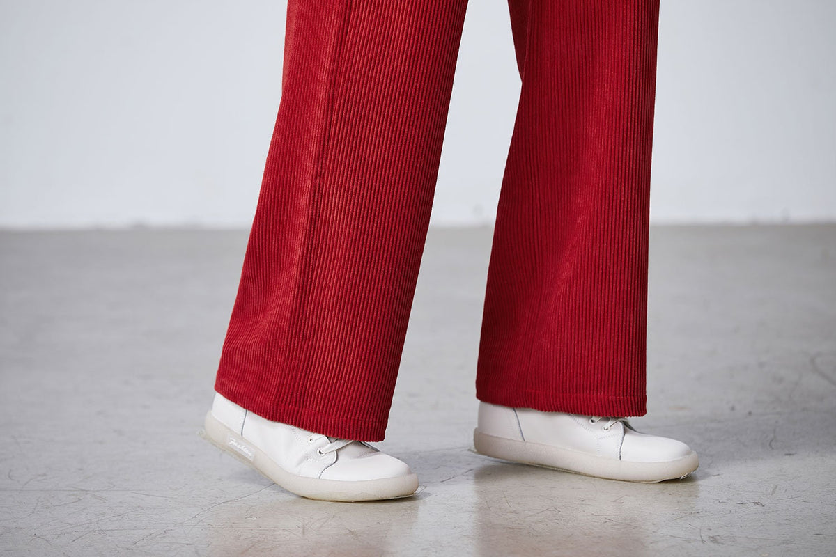 Leona Red Wide-Leg Corduroy Pants — view 6