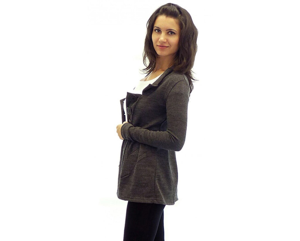 Etta Gray Wool Cardigan — view 3