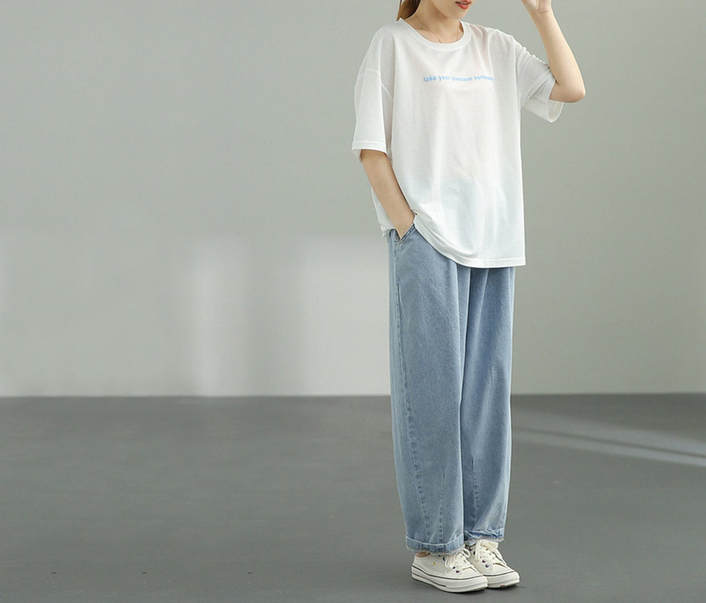 Faye Beige Denim Wide-Leg Jeans — Strouse's