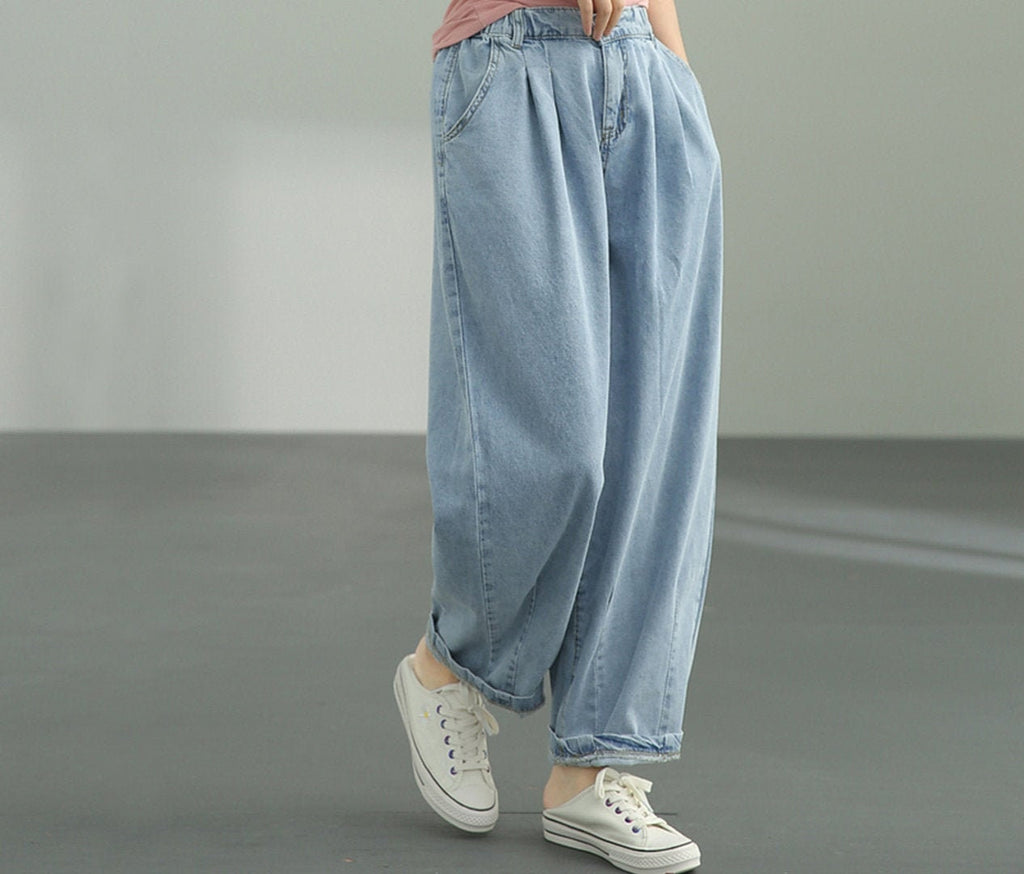 Faye Beige Denim Wide-Leg Jeans — view 2