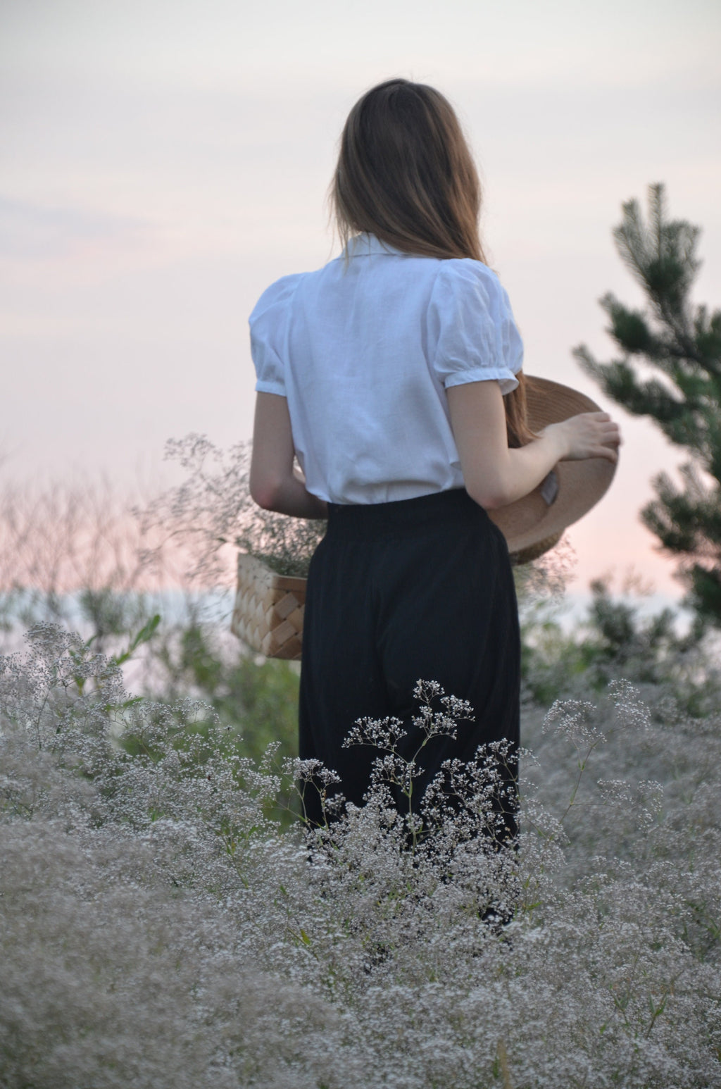 Olive White Linen Button-Down Shirt — view 5