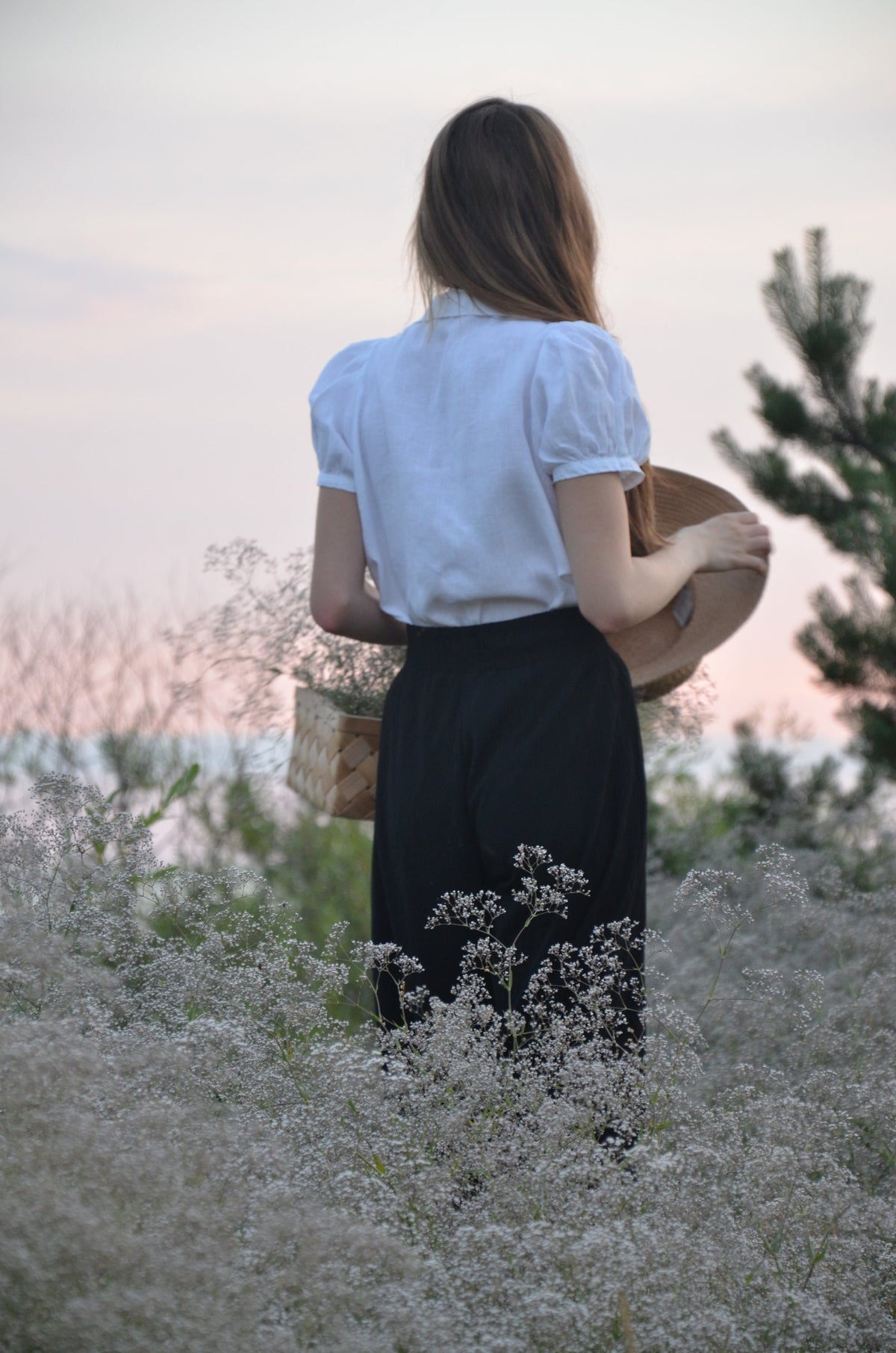 Olive White Linen Button-Down Shirt — view 5