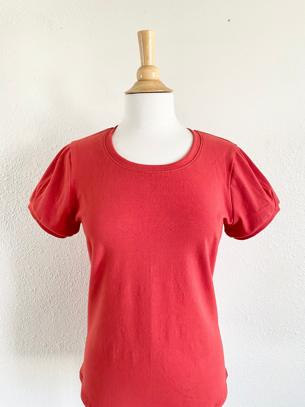 Maeve Red Knit Puff-Sleeve Shirt — view 6