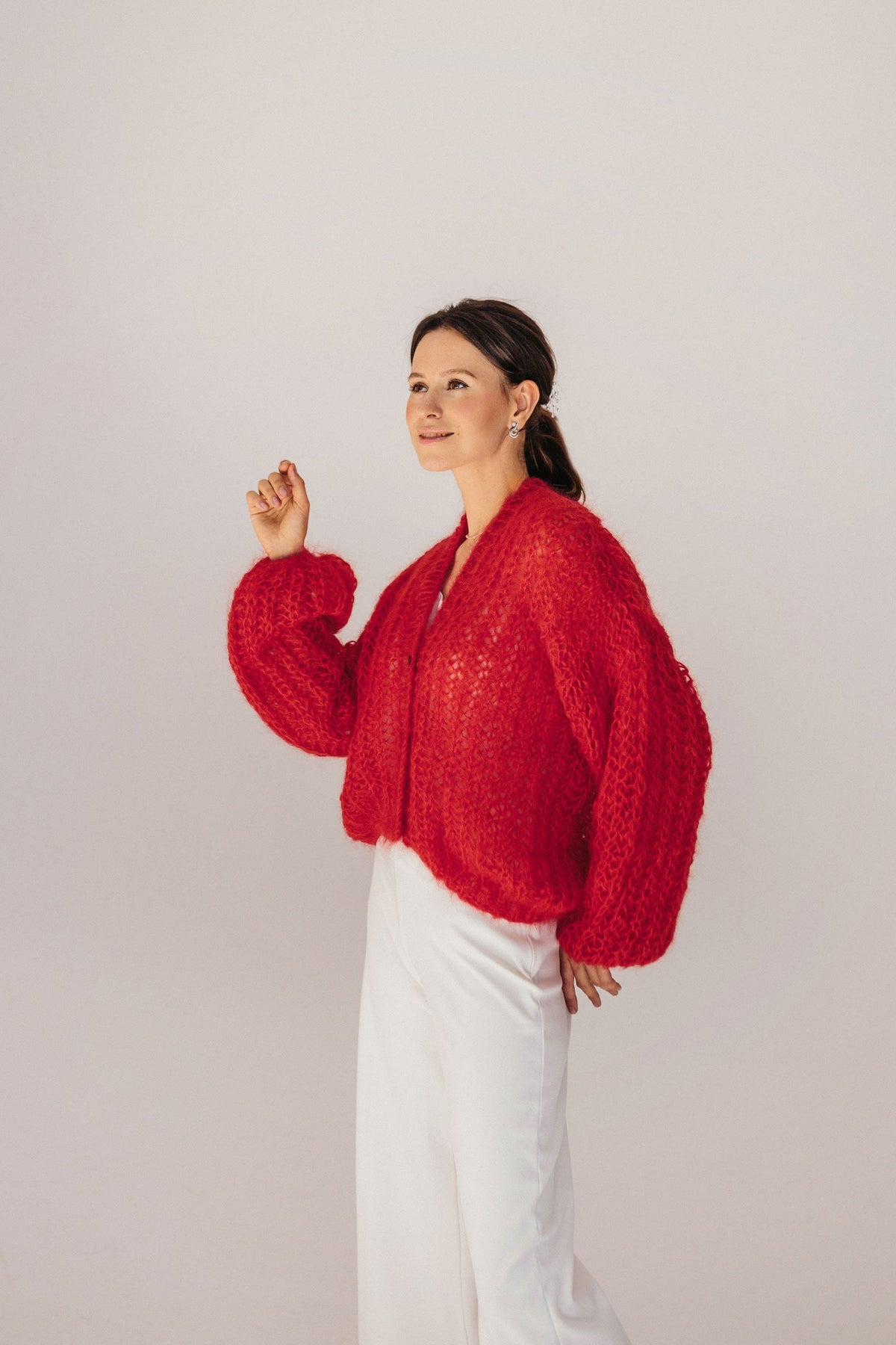 Eden Red Wool Oversized Sweater — view 3