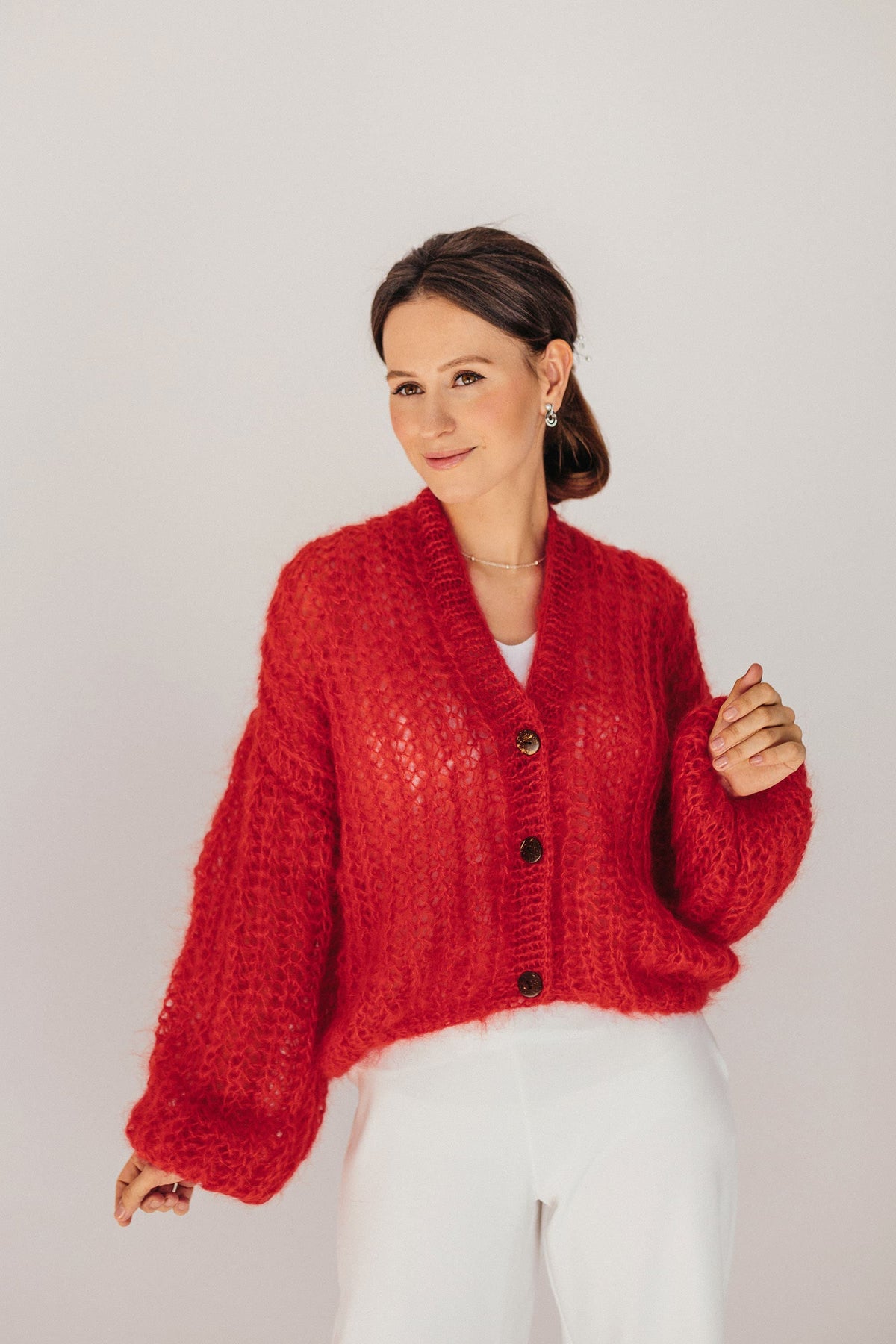 Eden Red Wool Oversized Sweater — view 2