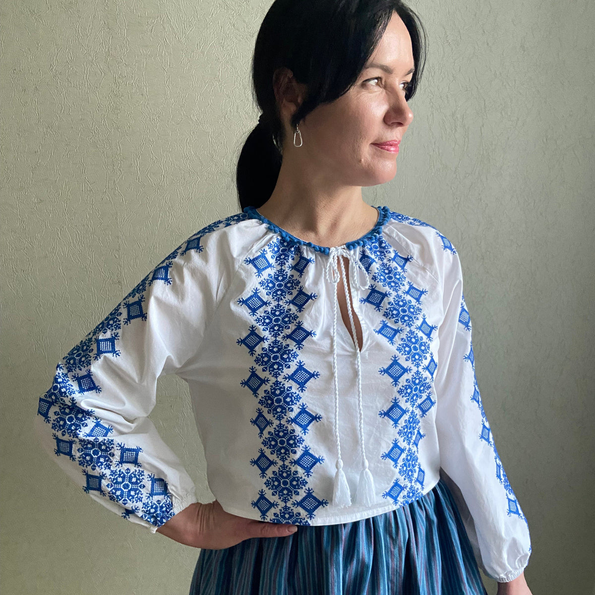 Lila Floral Linen Embroidered Shirt — view 2