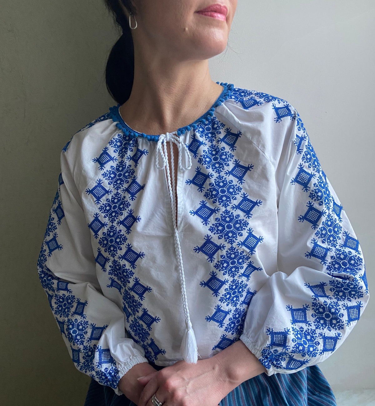Lila Floral Linen Embroidered Shirt — view 3