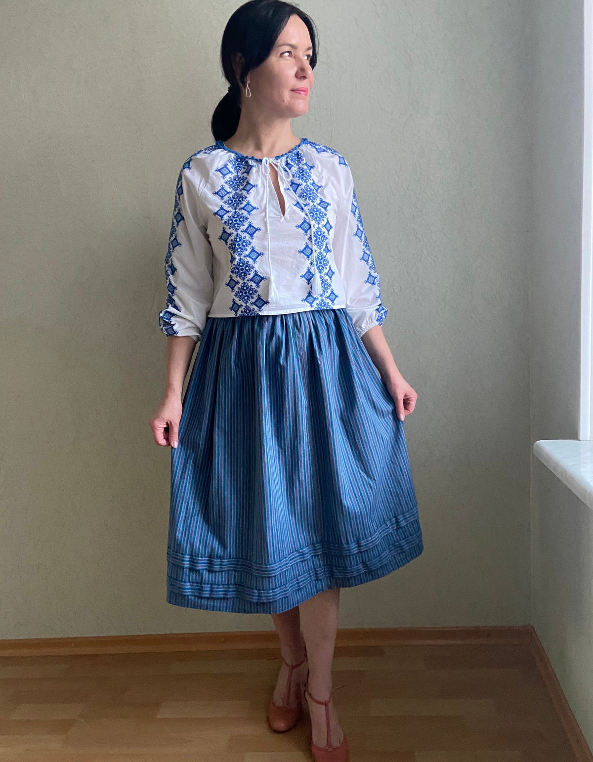 Lila Floral Linen Embroidered Shirt — view 6