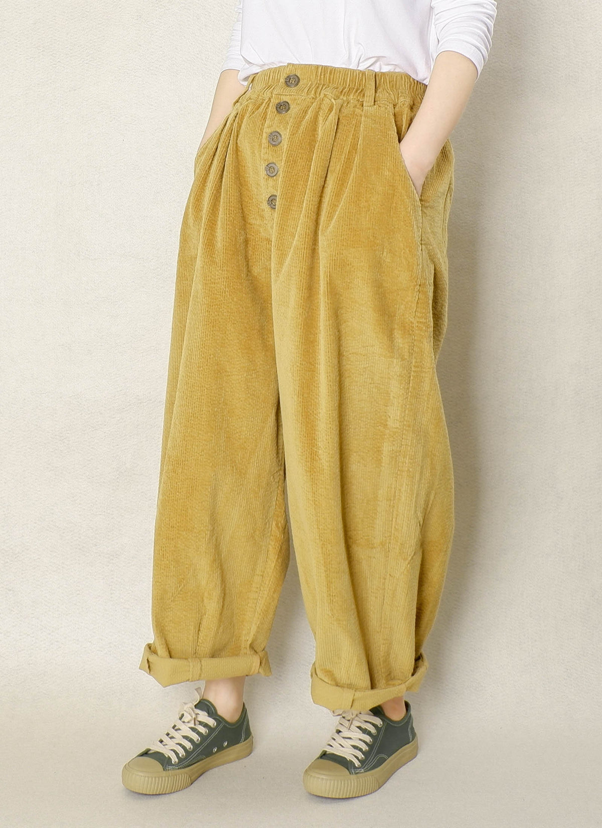 Rae Yellow Cotton Wide-Leg Corduroy Pants — Strouse's