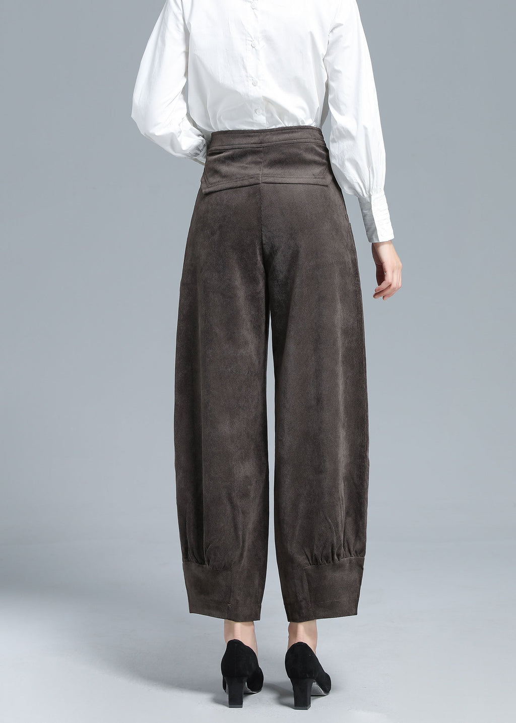 Cora Navy Cotton Wide-Leg Corduroy Pants — view 5
