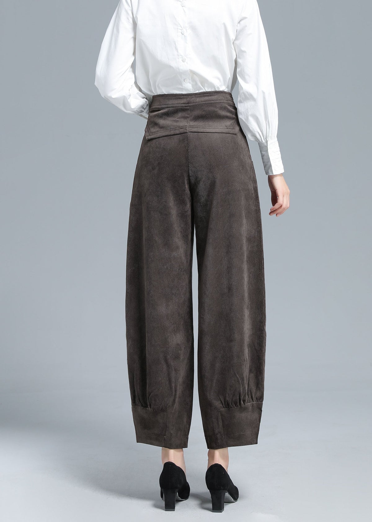 Cora Navy Cotton Wide-Leg Corduroy Pants — view 5