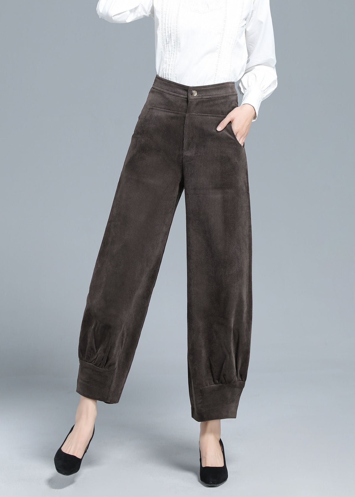 Cora Navy Cotton Wide-Leg Corduroy Pants — Strouse's
