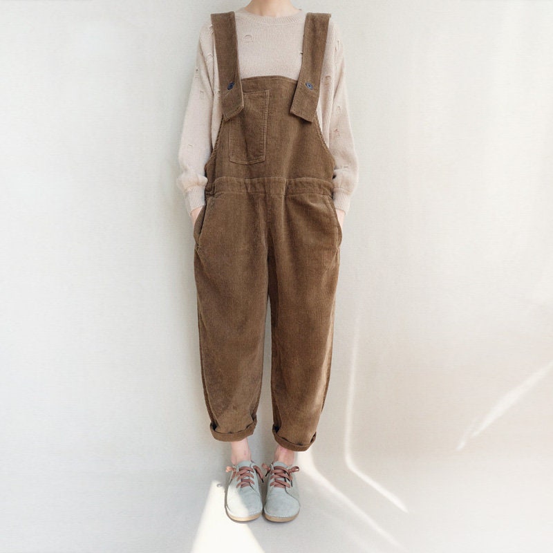 Zelda Black Corduroy Wide-Leg Overalls — view 3