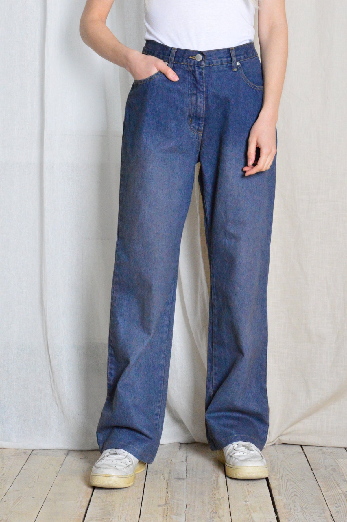 Carmen Blue Denim Wide-Leg Jeans — view 3
