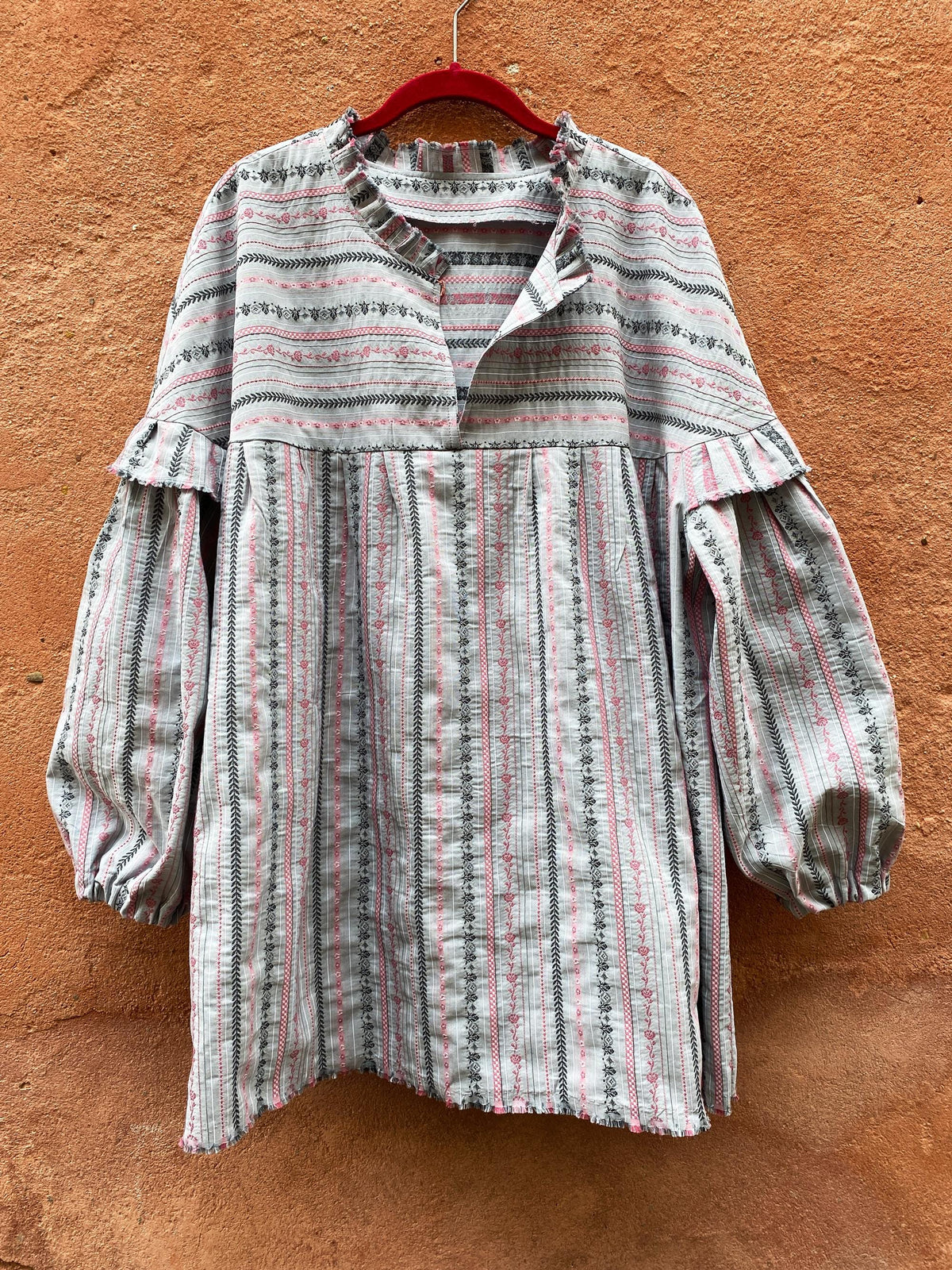 Mila Striped Cotton Tunic Top — view 5