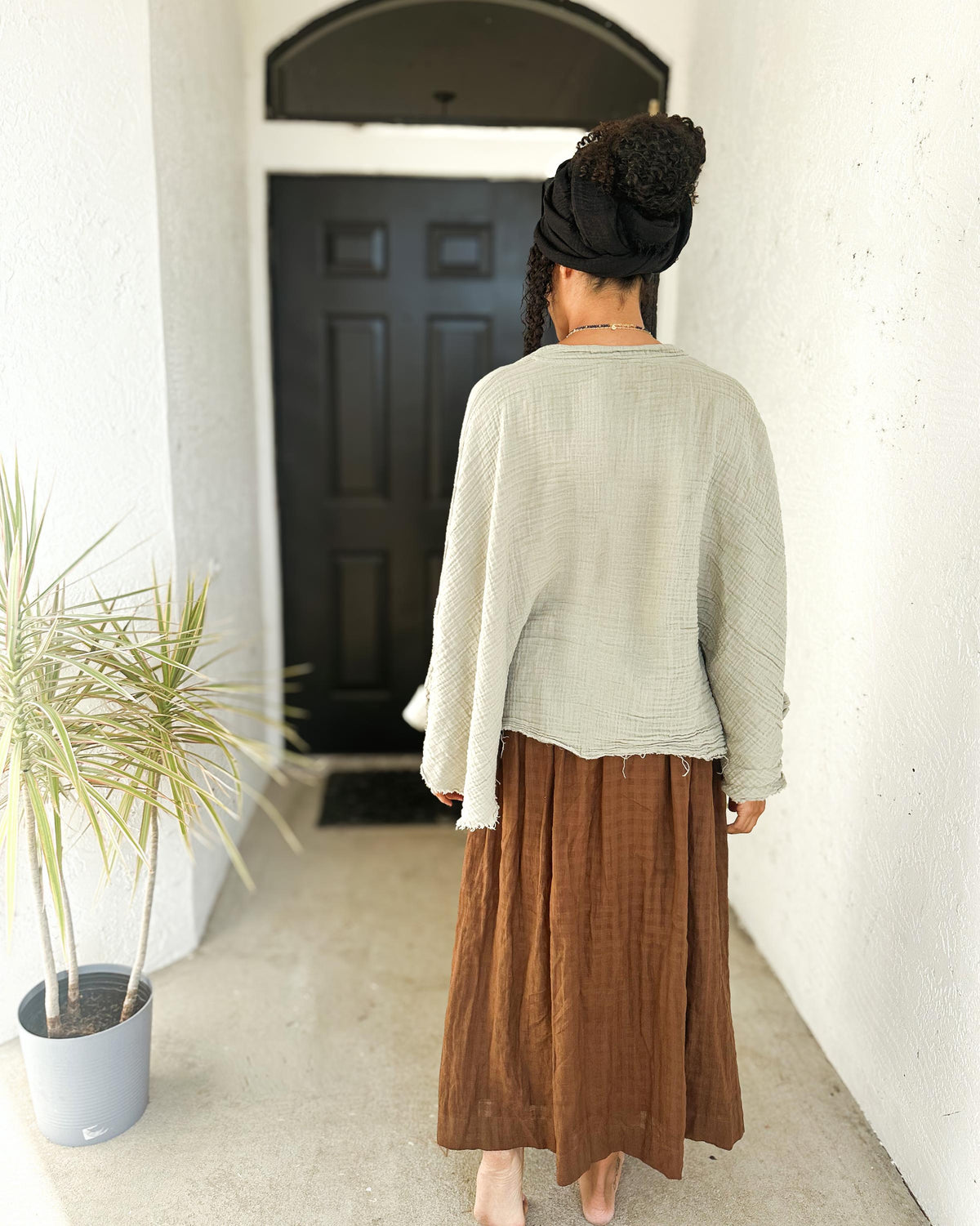 Kit Beige Linen Oversized Cardigan — view 4
