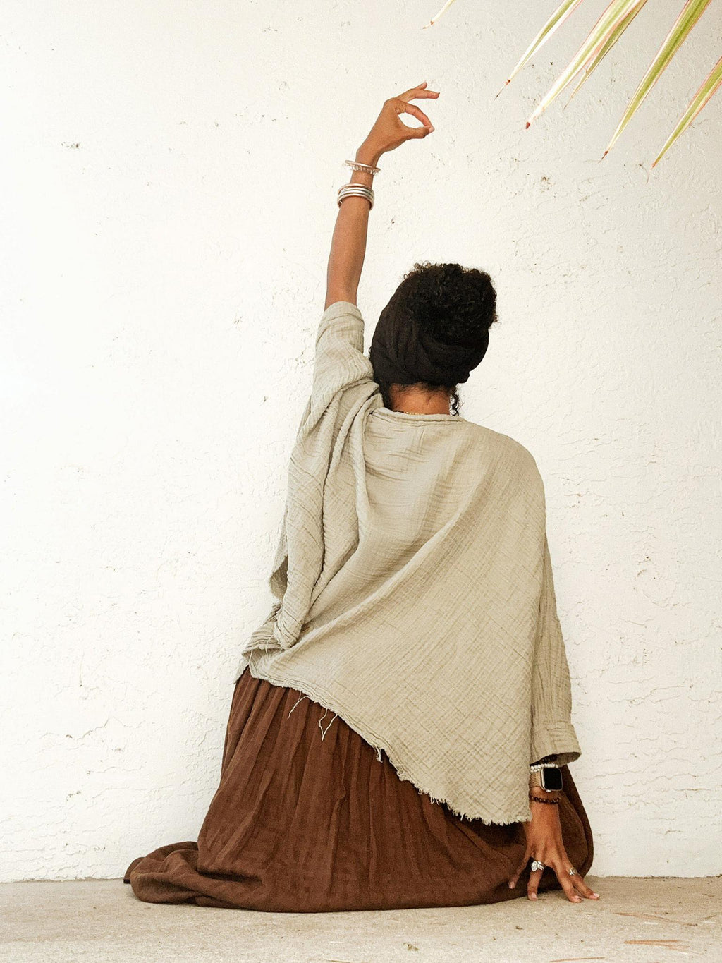 Kit Beige Linen Oversized Cardigan — view 3