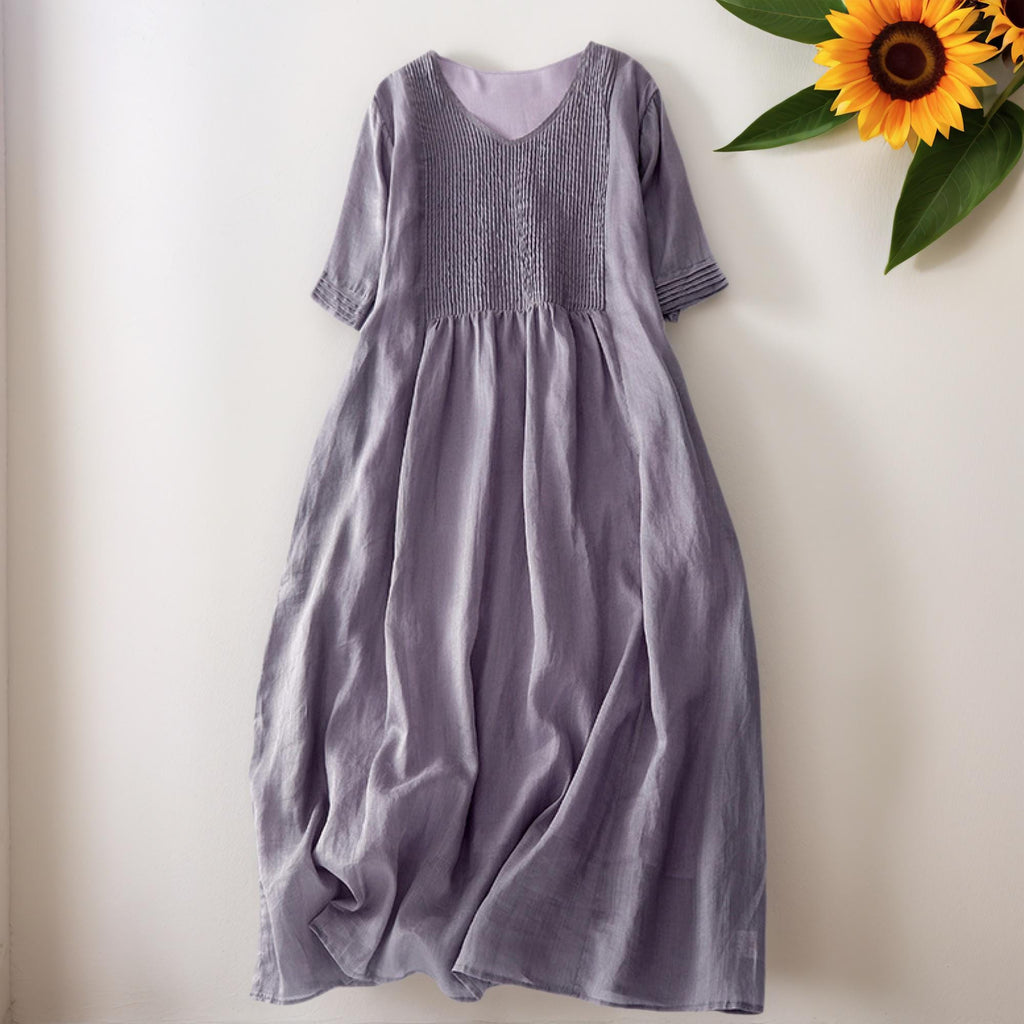 Wilma Olive Linen Tunic Midi Dress — view 3