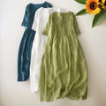 Wilma Olive Linen Tunic Midi Dress — Strouse's