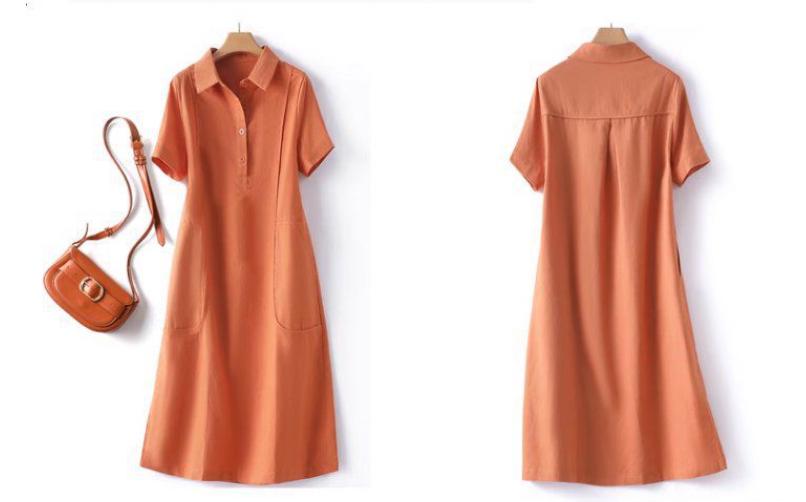 Fern Navy Linen Tunic Midi Dress — view 5