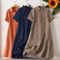 Fern Navy Linen Tunic Midi Dress — Strouse's