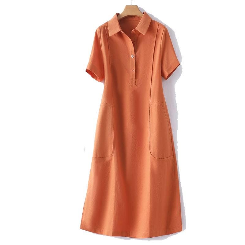 Fern Navy Linen Tunic Midi Dress — view 2