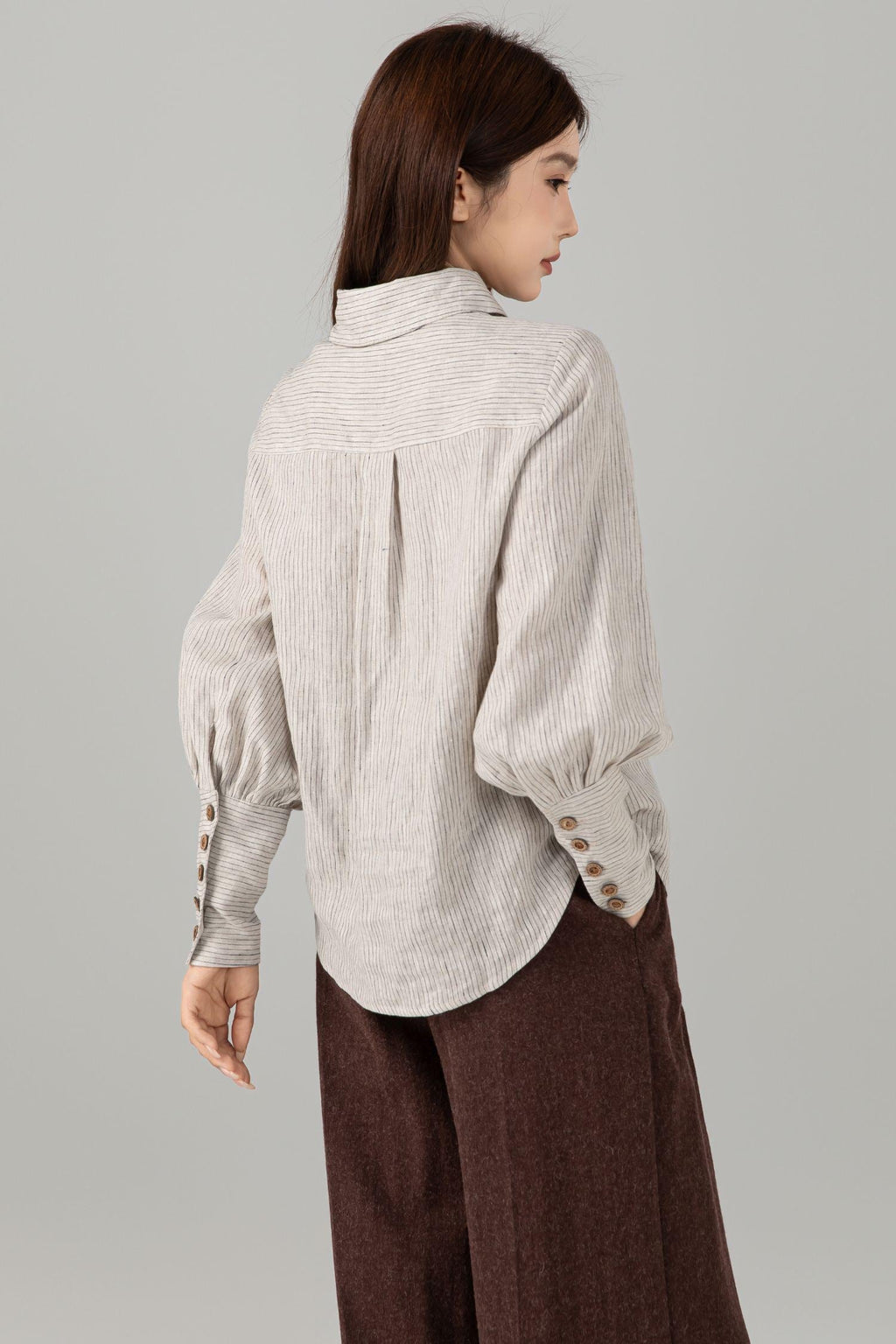 Isla Striped Linen Button-Down Shirt — view 6