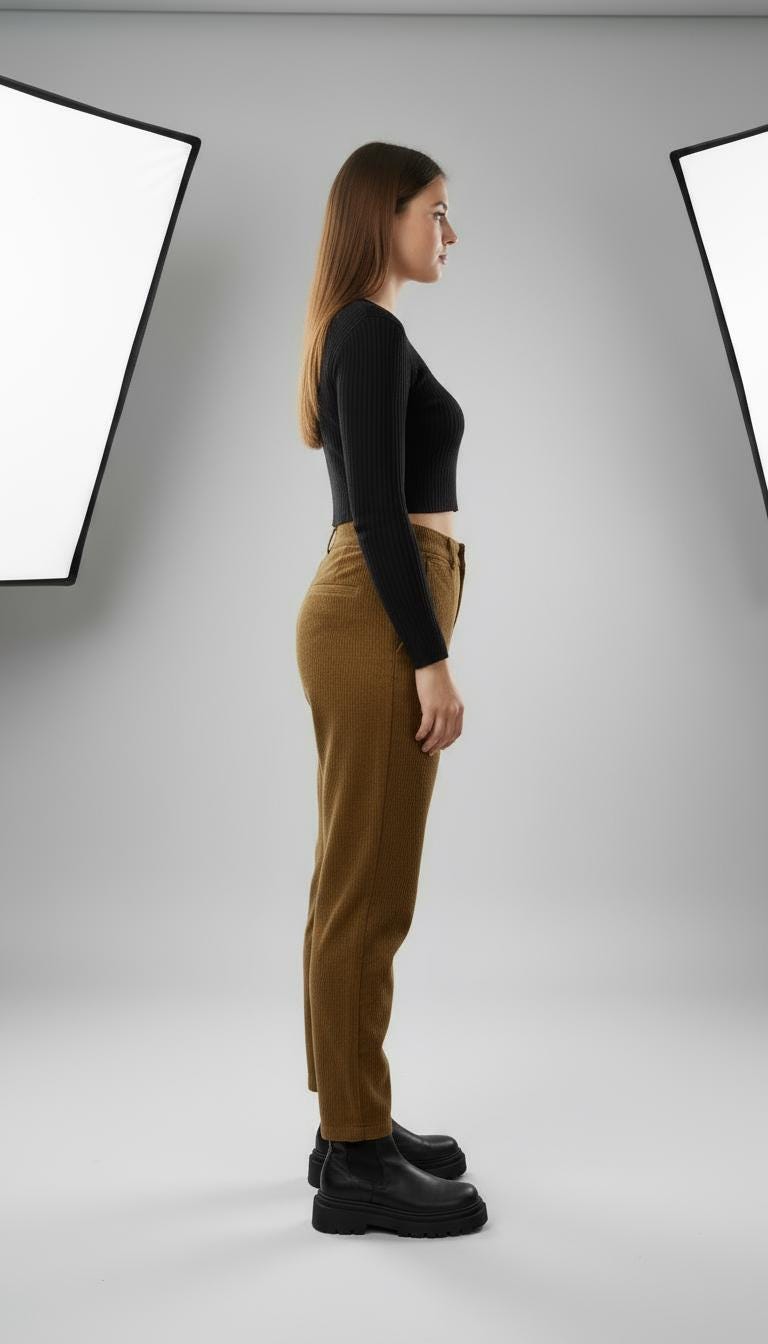 Orla Khaki High-Waist Corduroy Pants — view 3