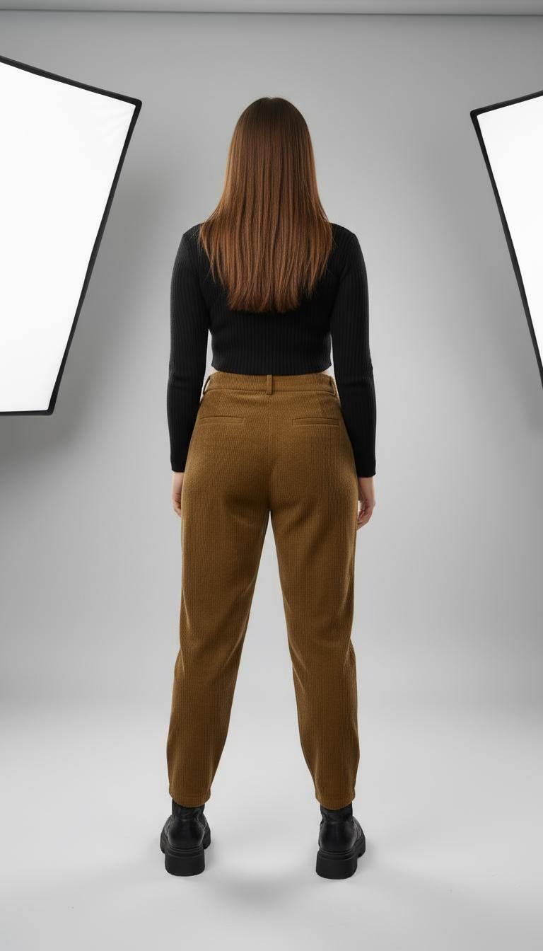 Orla Khaki High-Waist Corduroy Pants — view 5