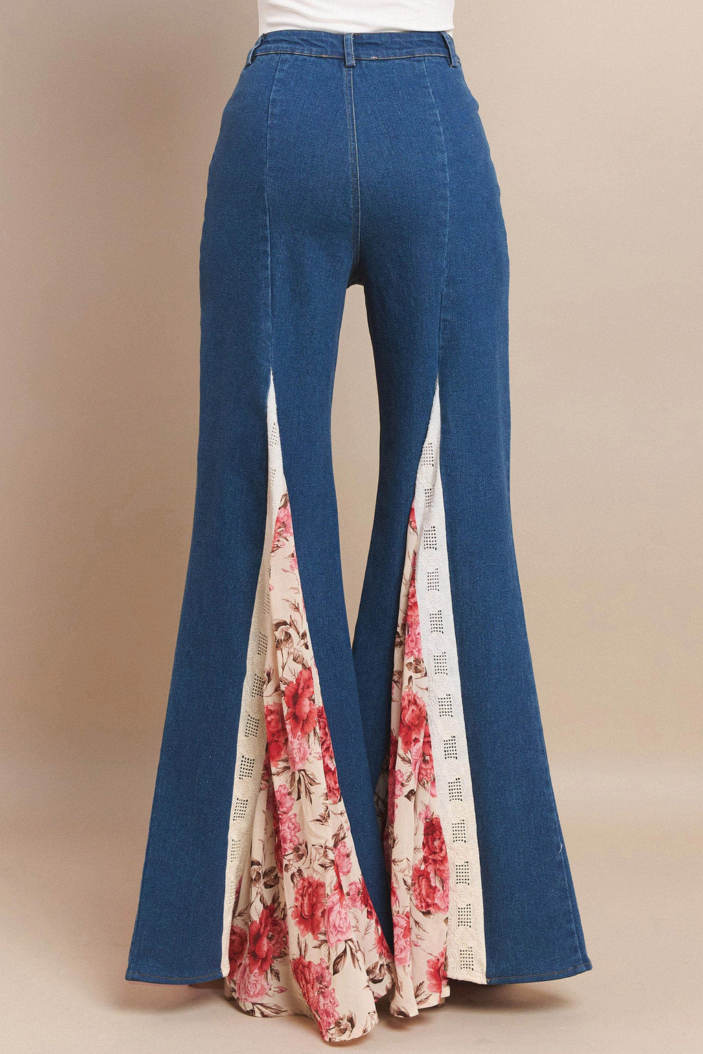 Thea Floral Lace Wide-Leg Jeans — view 5