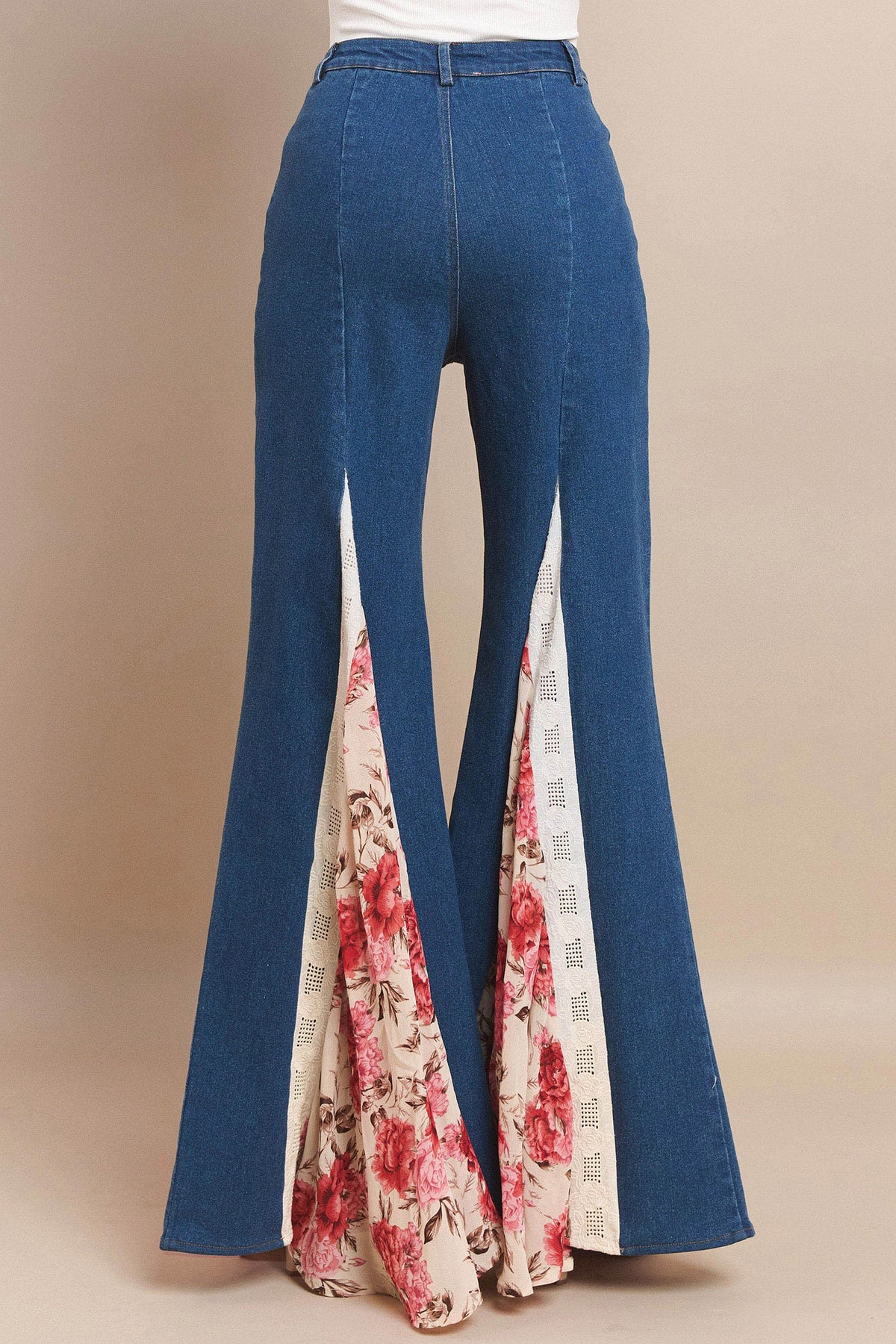 Thea Floral Lace Wide-Leg Jeans — view 5